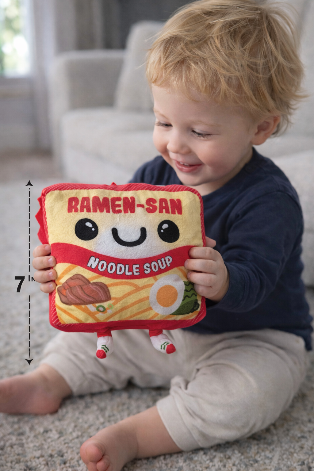 Ramen-San Cute Noodle Soup Plush 7” – Super Soft Kawaii Stuffed Toy, Adorable Food Plush Gift