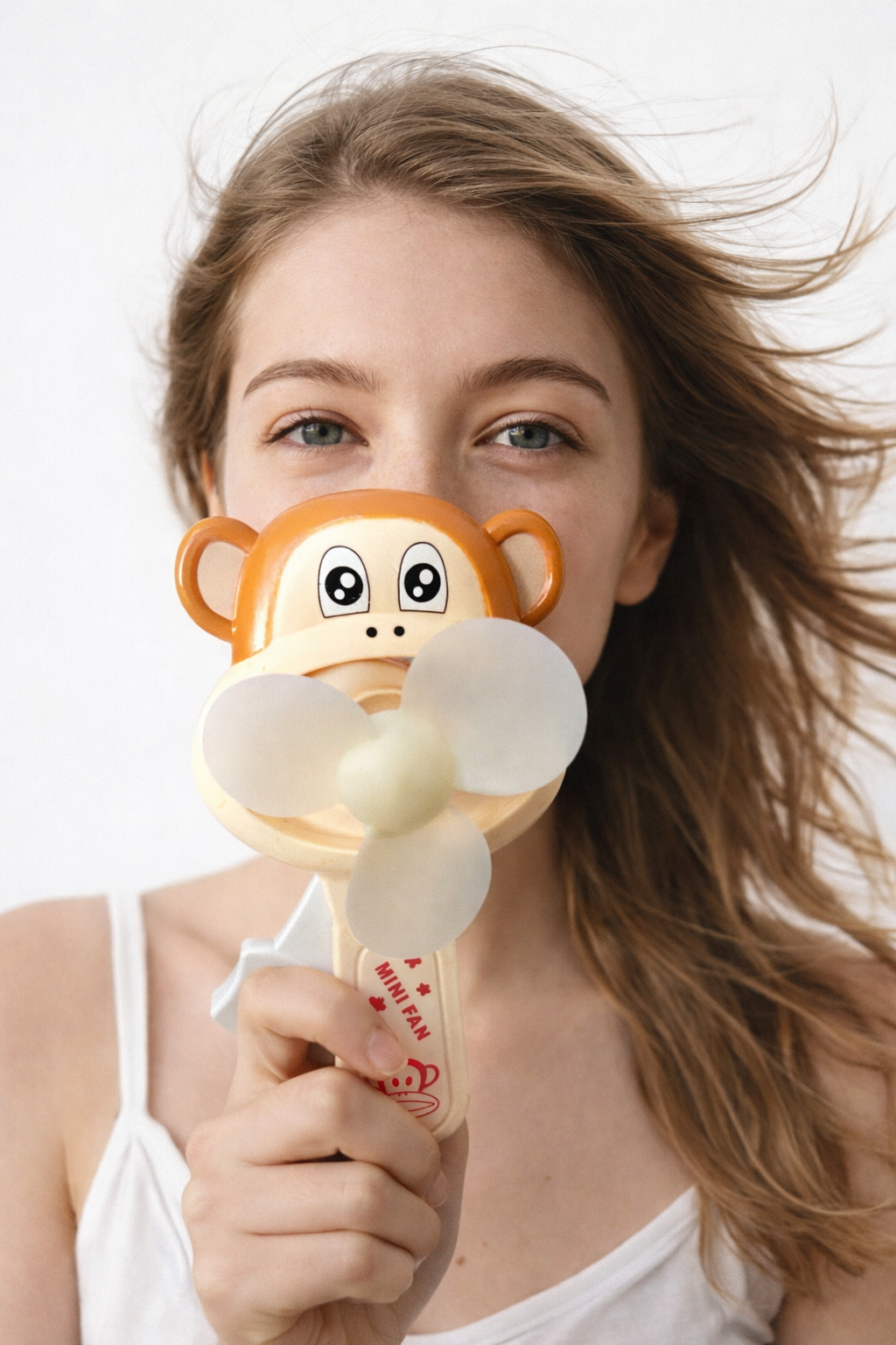 Cute Monkey Mini Fan Set – 2-Pack Handheld Cartoon Fans, Portable Battery Operated Cooling Fan for Kids