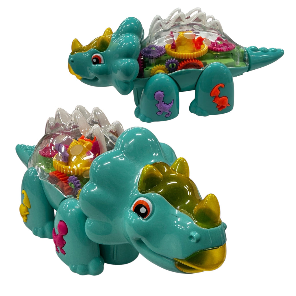 Gear Dinosaur Educational Toy for Kids – Light Up Battery Operated Transparent Dino with Moving Gears – STEM Learning Toy for Motor Skills Development – Interactive Toddler Toy Gift for Boys & Girls