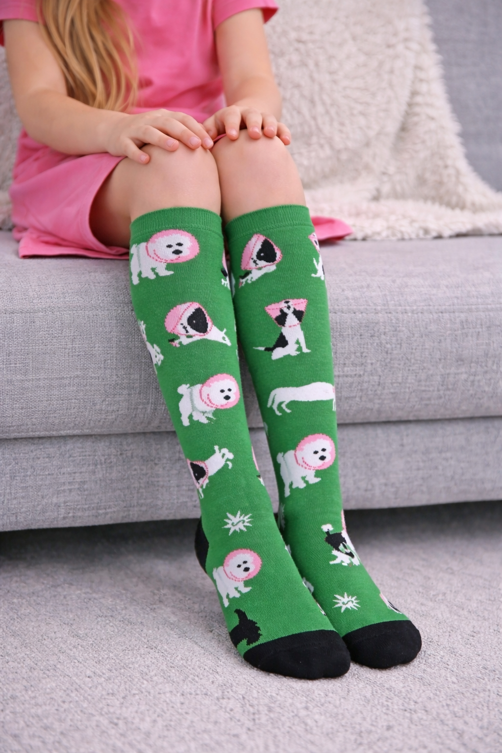 Girls Youth Knee High Socks, Cute Bicycle Pattern Knee-Length Socks for Kids, Soft & Comfortable Long Socks for Girls