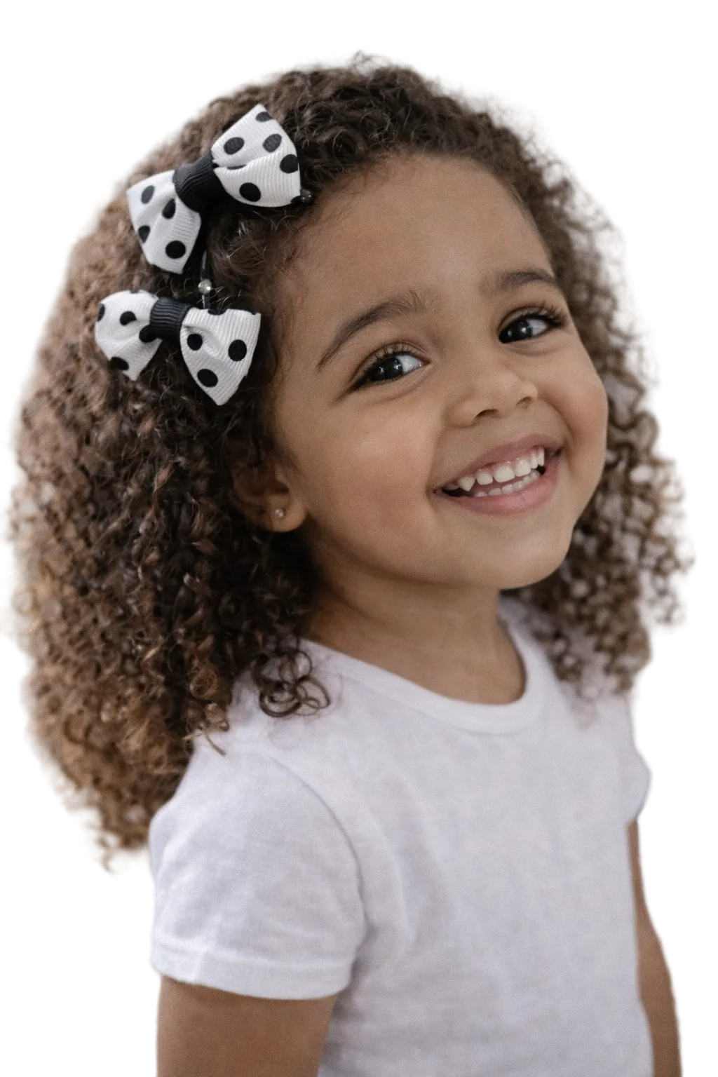 Girls Polka Dot Hair Bow Clips Set – Black & White Classic Bows for Kids
