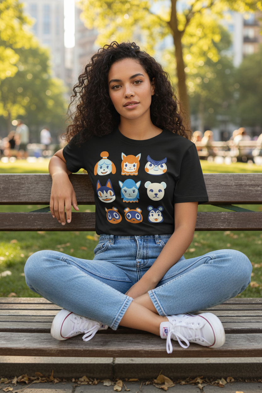 Animal Crossing Style T-Shirt – Cozy Vibes Graphic Tee for Teen Girls & Adults