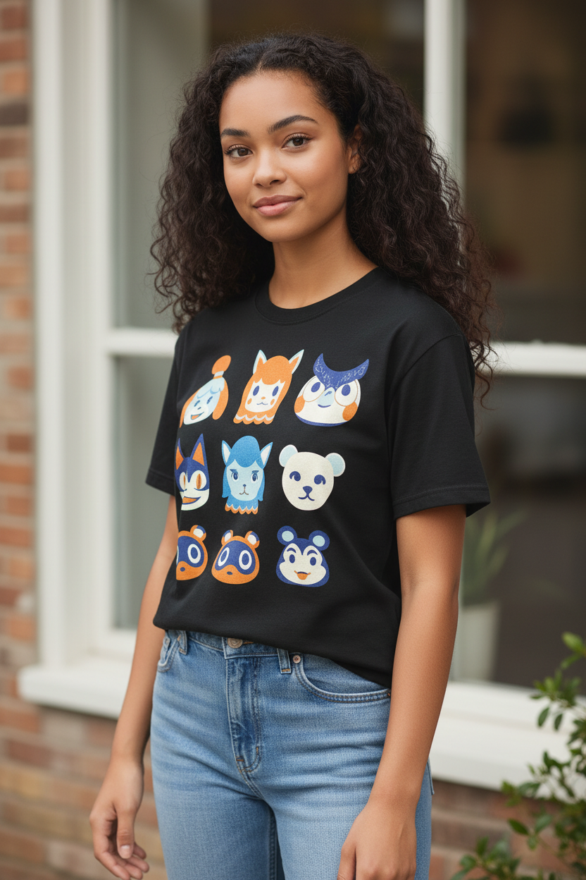 Animal Crossing Style T-Shirt – Cozy Vibes Graphic Tee for Teen Girls & Adults