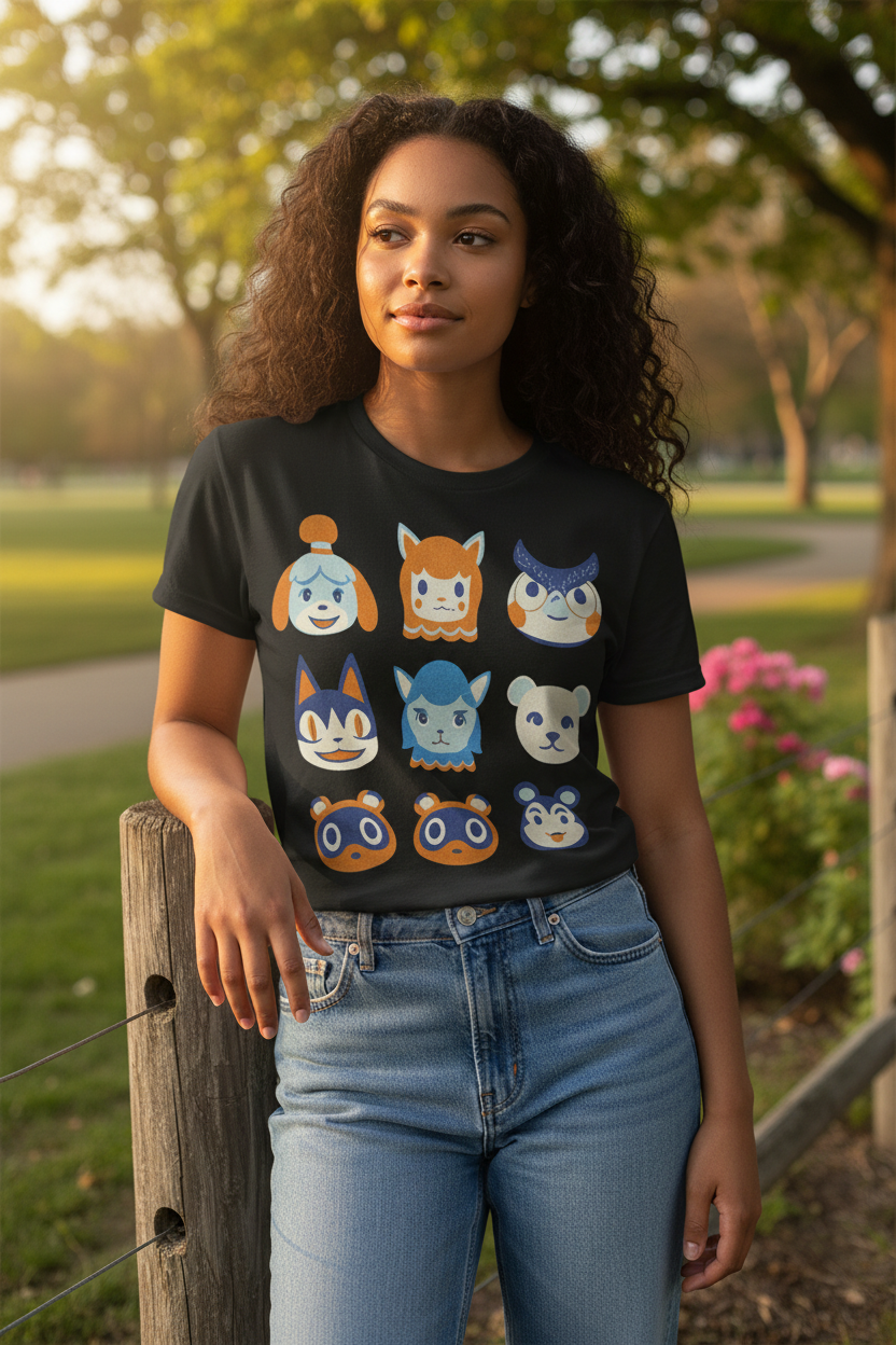 Animal Crossing Style T-Shirt – Cozy Vibes Graphic Tee for Teen Girls & Adults