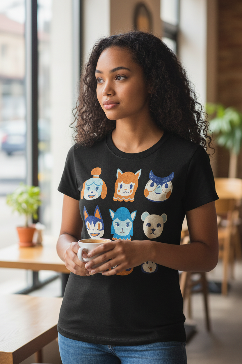 Animal Crossing Style T-Shirt – Cozy Vibes Graphic Tee for Teen Girls & Adults