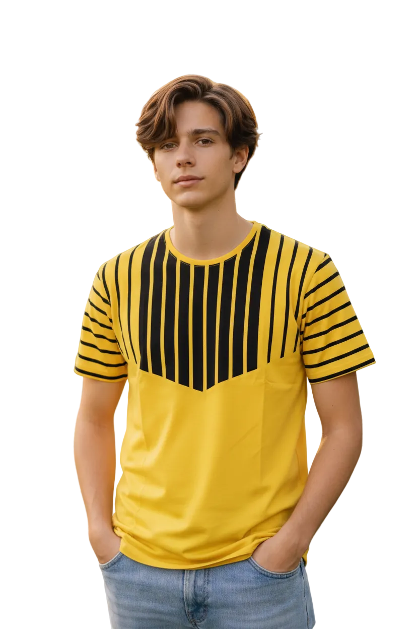 Teen Men Fashion T-Shirt – New Trendy Design, Slim Fit, 100% Cotton, Casual Wear