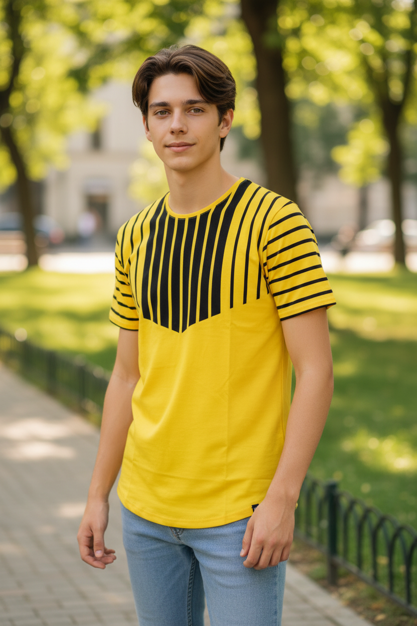Teen Men Fashion T-Shirt – New Trendy Design, Slim Fit, 100% Cotton, Casual Wear