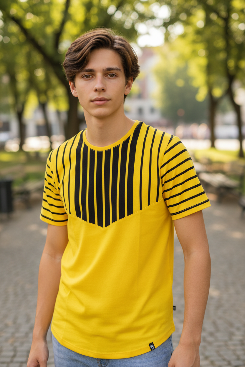 Teen Men Fashion T-Shirt – New Trendy Design, Slim Fit, 100% Cotton, Casual Wear