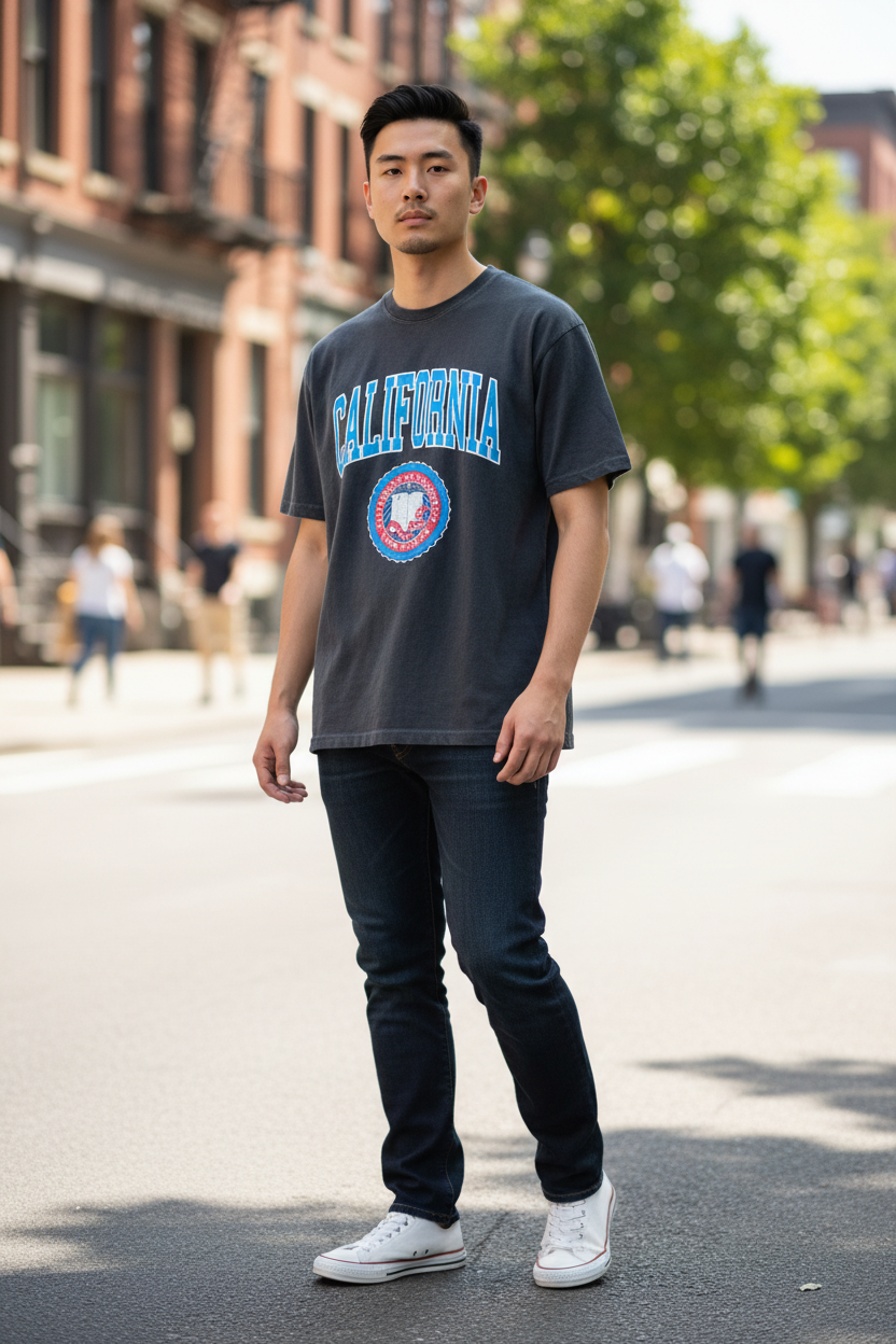 California Men’s T-Shirt – High Quality Cotton, Classic Print, Comfortable Casual Wear