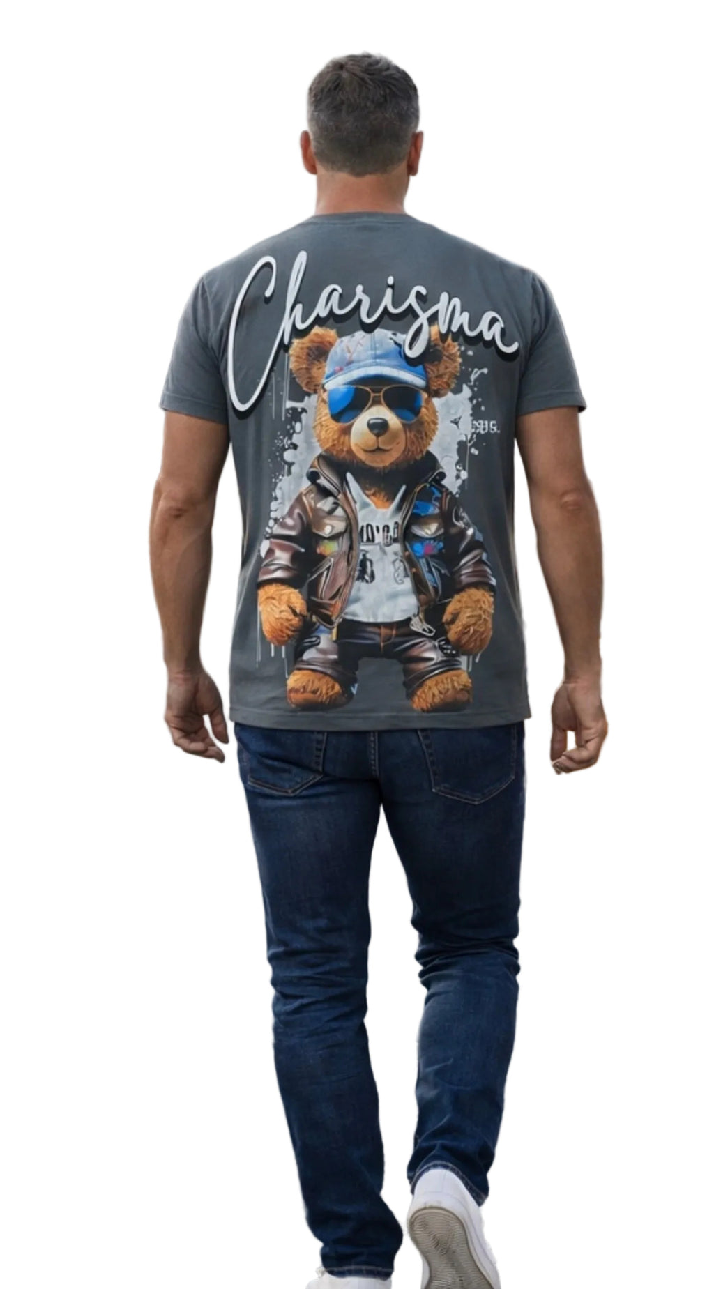Men’s Fashion T-Shirt – Cotton Bear Design, Graphic Print, Casual Street Style
