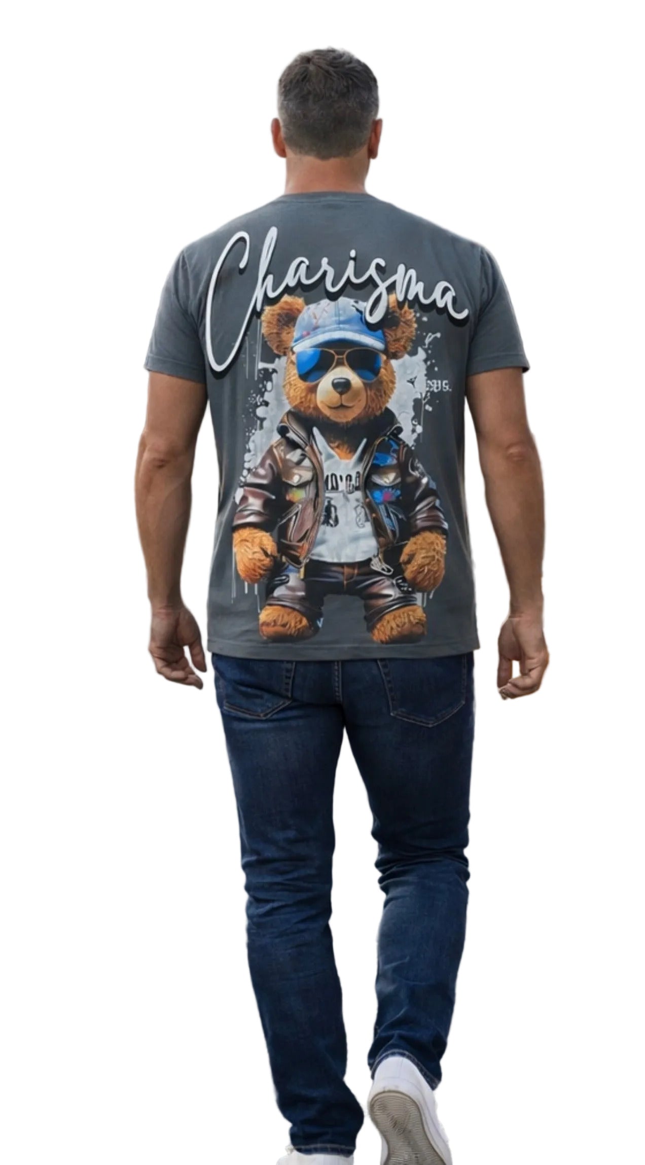Men’s Fashion T-Shirt – Cotton Bear Design, Graphic Print, Casual Street Style