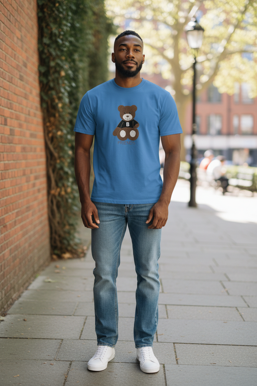Unisex Fashion T-Shirt – Cotton Bear Design, Graphic Print, Casual Street Style