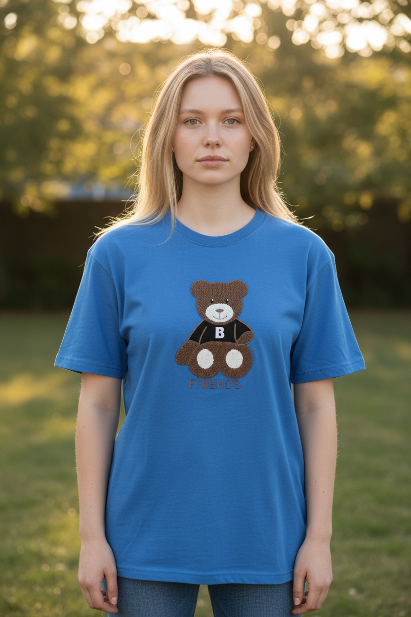 Unisex Fashion T-Shirt – Cotton Bear Design, Graphic Print, Casual Street Style