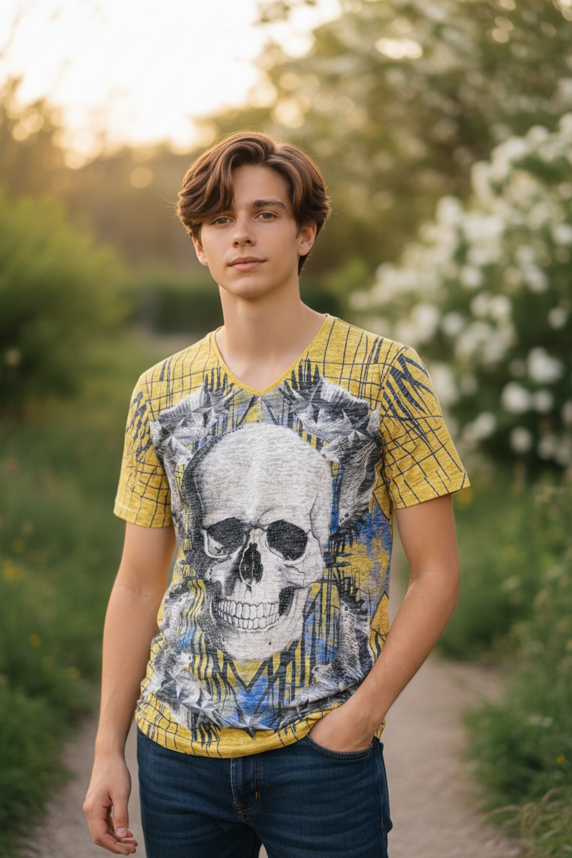 Teen Boy Fashion T-Shirt – Super Soft Cotton, Designer Graphic Print, Trendy Style