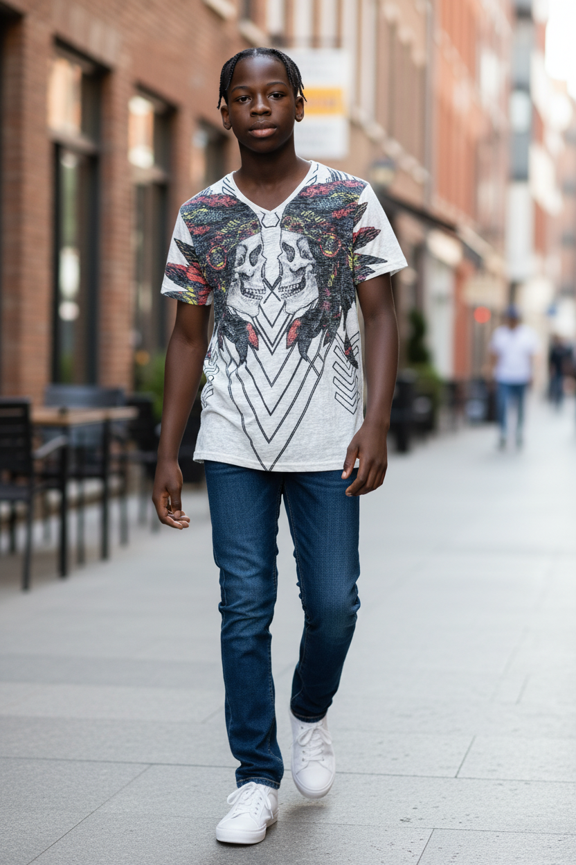 Teen Boy Fashion T-Shirt – Super Soft Cotton, Designer Graphic Print, Trendy Style