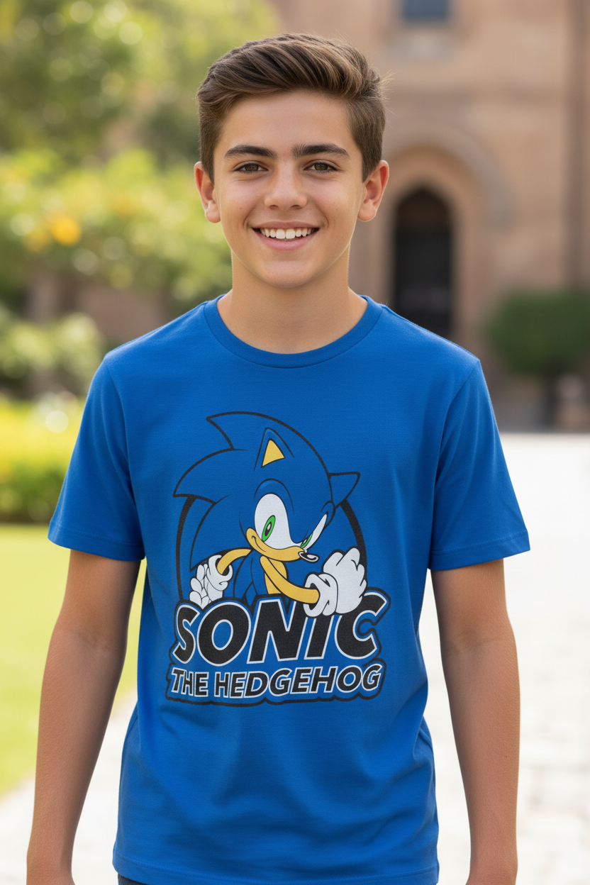 Sonic The Hedgehog Unisex Teen T-Shirt, 100% Cotton, Official Licensed Graphic Tee