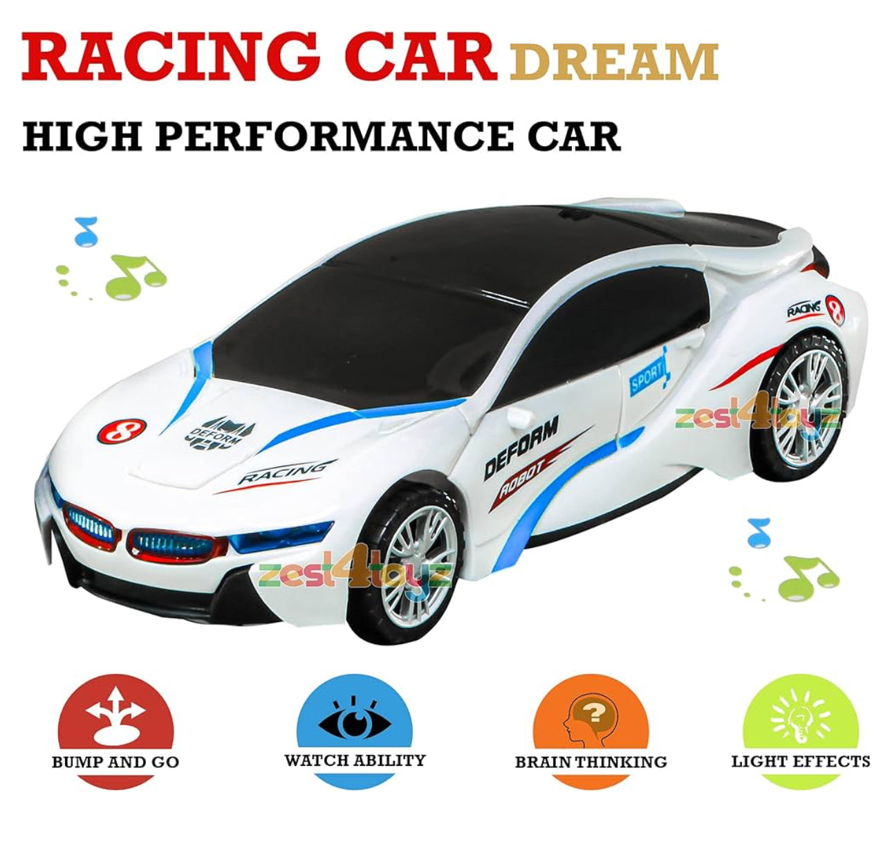 POLICE CAR TRANSFORMER CAR WITH LIGHT ANS SOUND