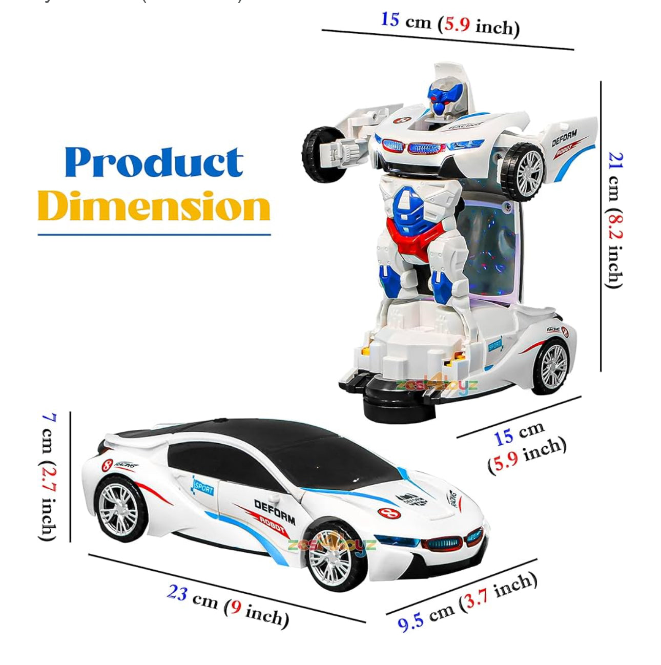 POLICE CAR TRANSFORMER CAR WITH LIGHT ANS SOUND