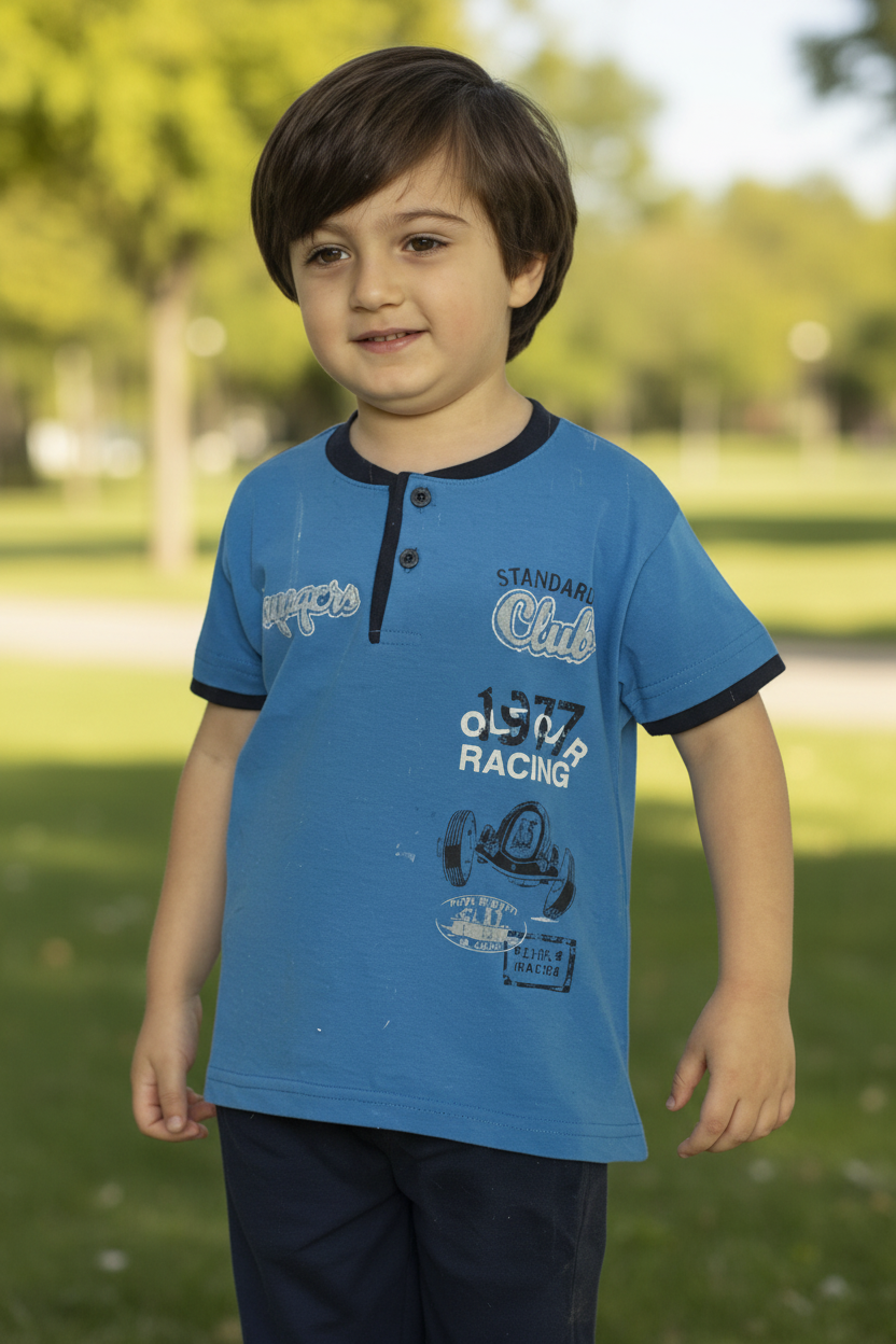 Boys 100% Cotton Pajama Set – Ultra Soft Breathable Kids Sleepwear – Short Sleeve Top & Long Pants – Comfortable Lightweight PJs for Toddler & Big Boys