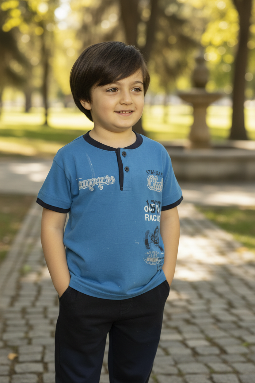 Boys 100% Cotton Pajama Set – Ultra Soft Breathable Kids Sleepwear – Short Sleeve Top & Long Pants – Comfortable Lightweight PJs for Toddler & Big Boys