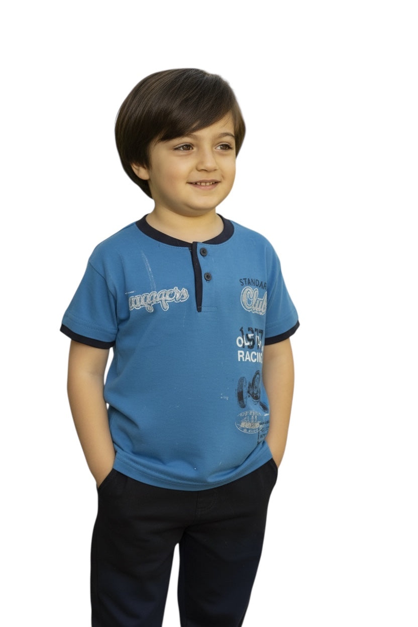 Boys 100% Cotton Pajama Set – Ultra Soft Breathable Kids Sleepwear – Short Sleeve Top & Long Pants – Comfortable Lightweight PJs for Toddler & Big Boys