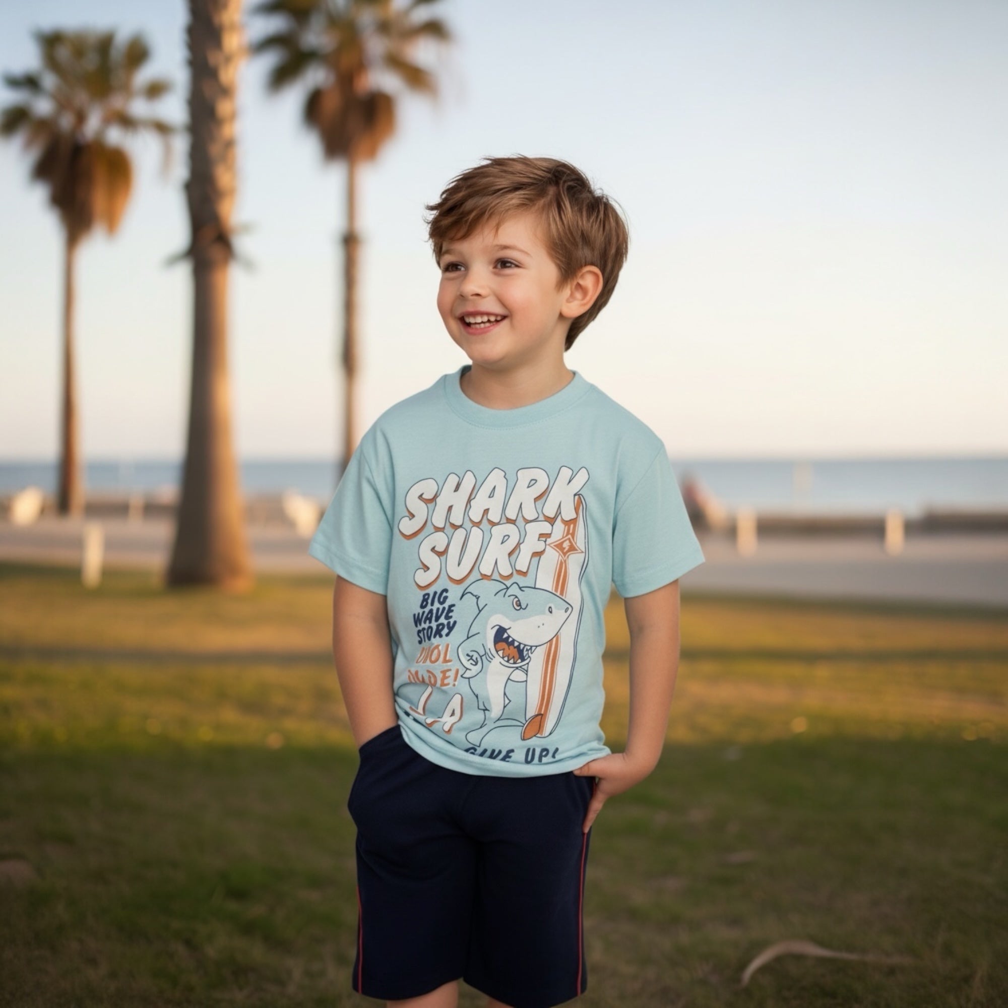 Boys 100% Cotton Pajama Set – Ultra Soft Breathable Kids Sleepwear – Short Sleeve Top & Long Pants – Comfortable Lightweight PJs for Toddler & Big Boys