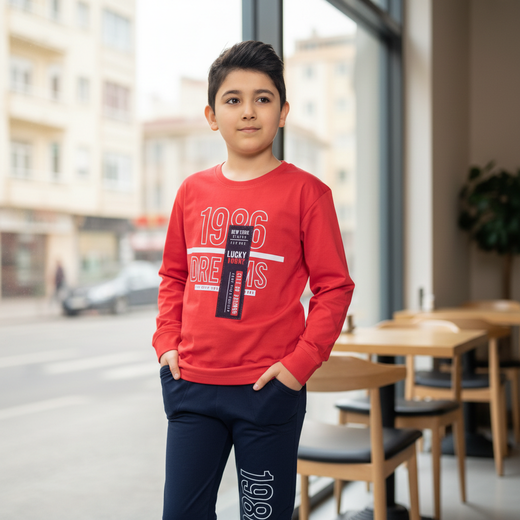 Boys 100% Cotton Pajama Set – Ultra Soft Breathable Kids Sleepwear – Short Sleeve Top & Long Pants – Comfortable Lightweight PJs for Toddler & Big Boys