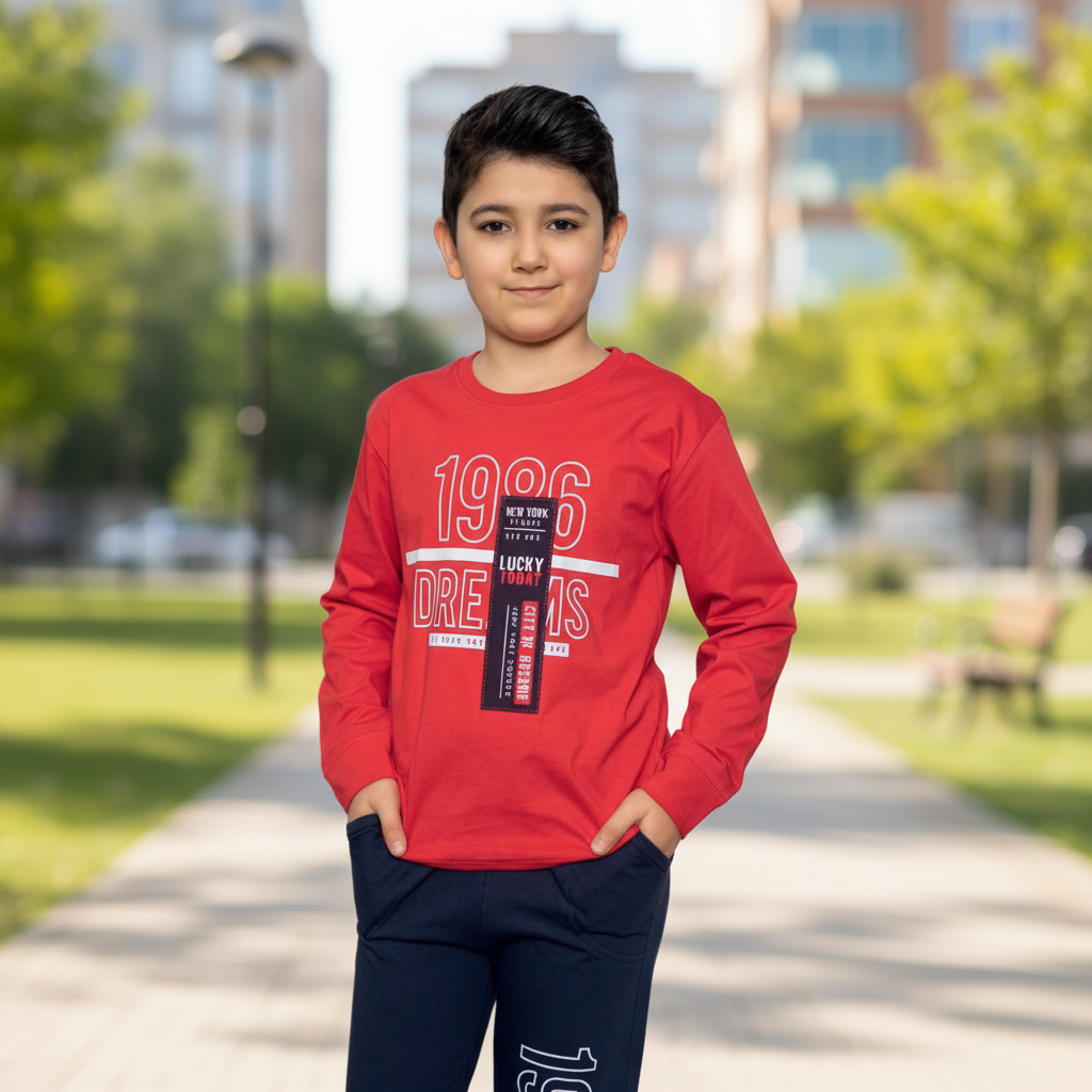 Boys 100% Cotton Pajama Set – Ultra Soft Breathable Kids Sleepwear – Short Sleeve Top & Long Pants – Comfortable Lightweight PJs for Toddler & Big Boys