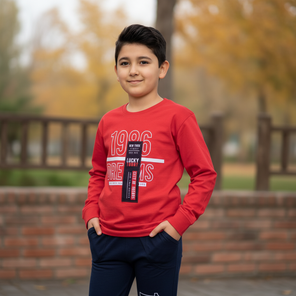 Boys 100% Cotton Pajama Set – Ultra Soft Breathable Kids Sleepwear – Short Sleeve Top & Long Pants – Comfortable Lightweight PJs for Toddler & Big Boys