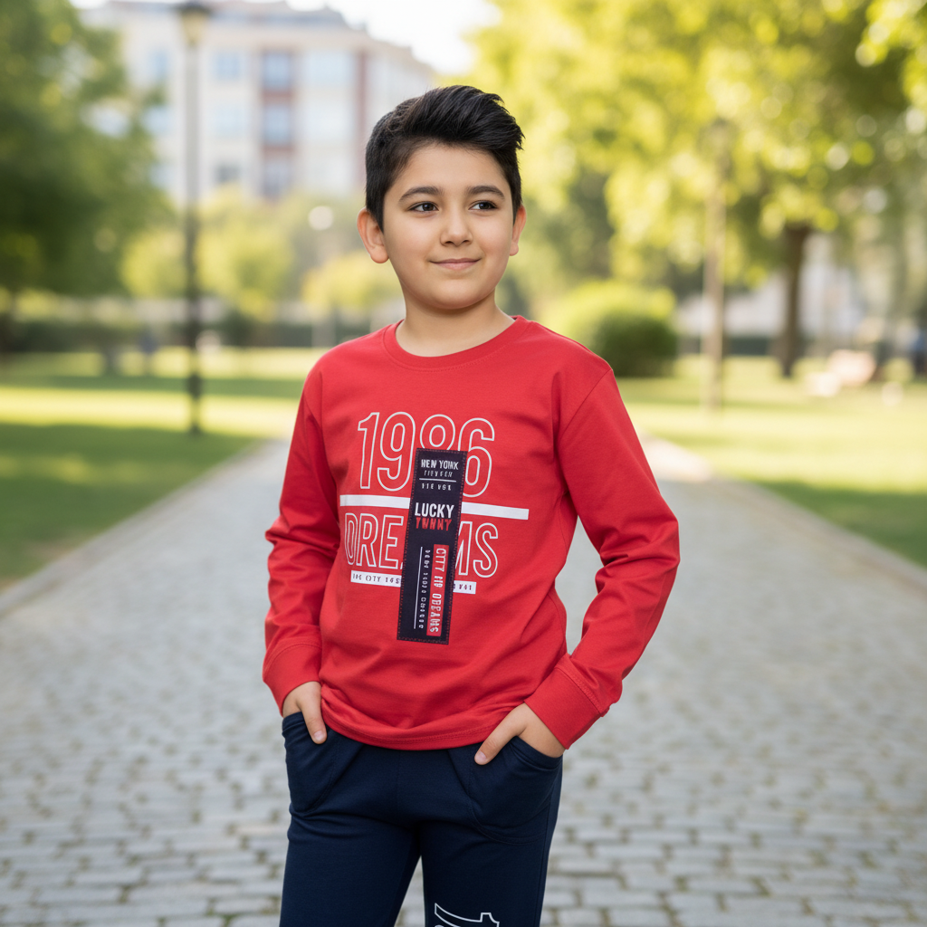 Boys 100% Cotton Pajama Set – Ultra Soft Breathable Kids Sleepwear – Short Sleeve Top & Long Pants – Comfortable Lightweight PJs for Toddler & Big Boys