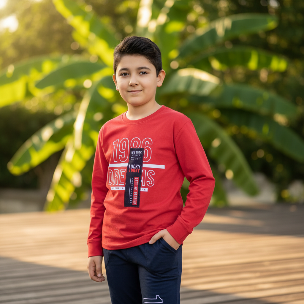 Boys 100% Cotton Pajama Set – Ultra Soft Breathable Kids Sleepwear – Short Sleeve Top & Long Pants – Comfortable Lightweight PJs for Toddler & Big Boys
