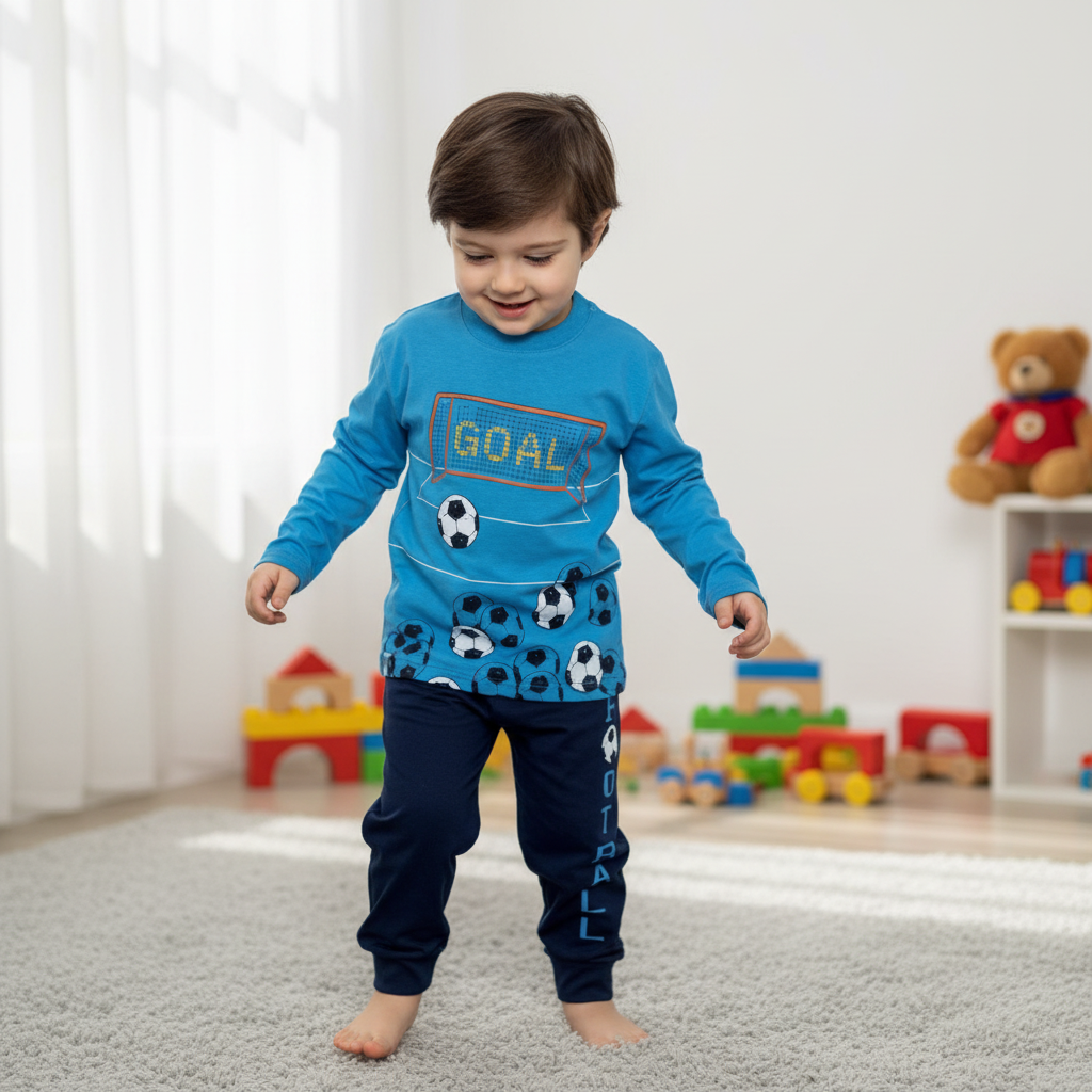 Boys 100% Cotton Pajama Set – Ultra Soft & Breathable Kids Sleepwear – Short Sleeve Top and Long Pants – Lightweight Comfortable PJs for Toddler & Big Boys