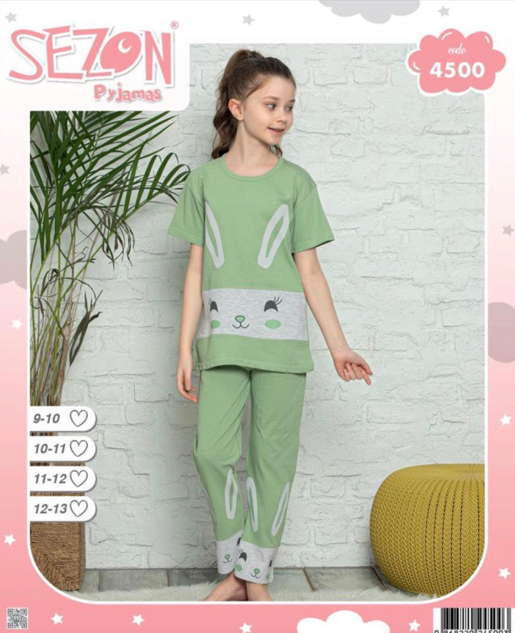 Girls Cotton Pajama Set – Ultra Soft & Breathable Kids Sleepwear – Short Sleeve Top & Long Pants – Lightweight Comfortable PJs for Toddler & Big Girls