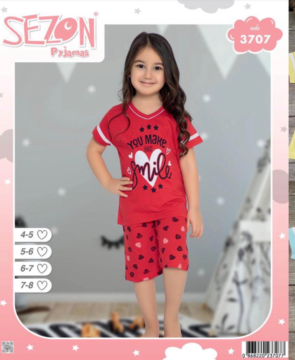 Girls 100% Cotton Pajama Set – Ultra Soft & Breathable Kids Sleepwear – Short Sleeve Top & Long Pants – Lightweight Comfortable PJs for Toddler & Big Girls