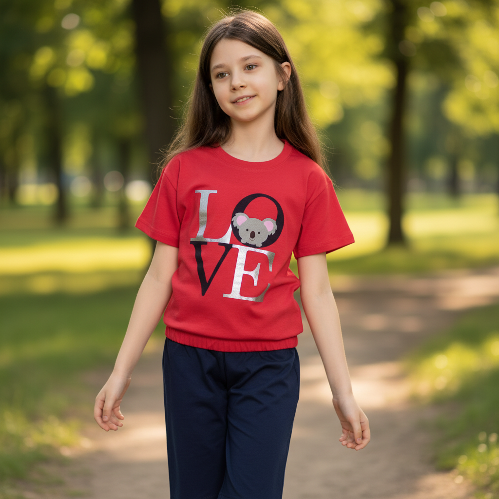 Girls 100% Cotton Pajama Set – Ultra Soft &amp; Breathable Kids Sleepwear – Short Sleeve Top &amp; Long Pants – Lightweight Comfortable PJs for Toddler &amp; Big Girls