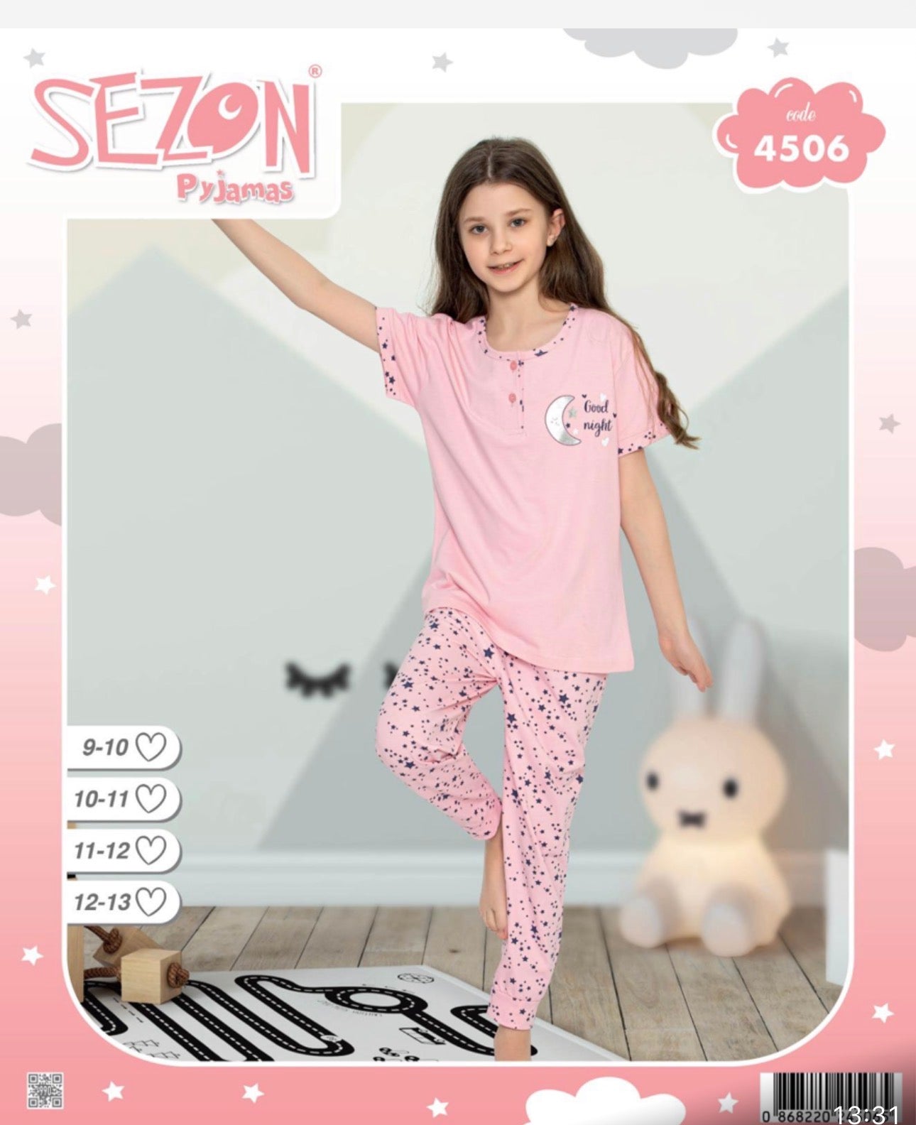 Girls 100% Cotton Pajama Set – Ultra Soft & Breathable Kids Sleepwear – Short Sleeve Top & Long Pants – Lightweight Comfortable PJs for Toddler & Big Girls