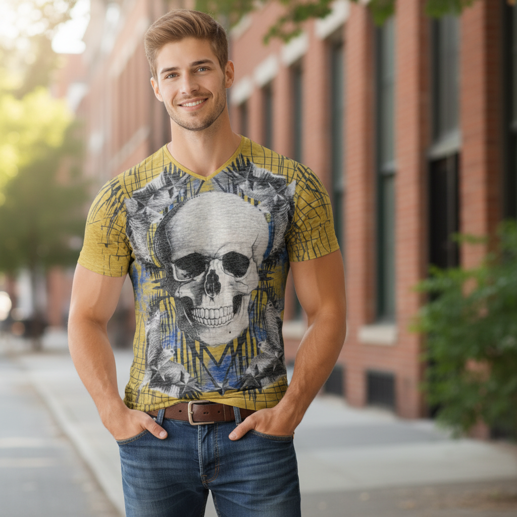 Mens Fashion T-Shirt – Super Soft Cotton, Designer Graphic Print, Trendy Style