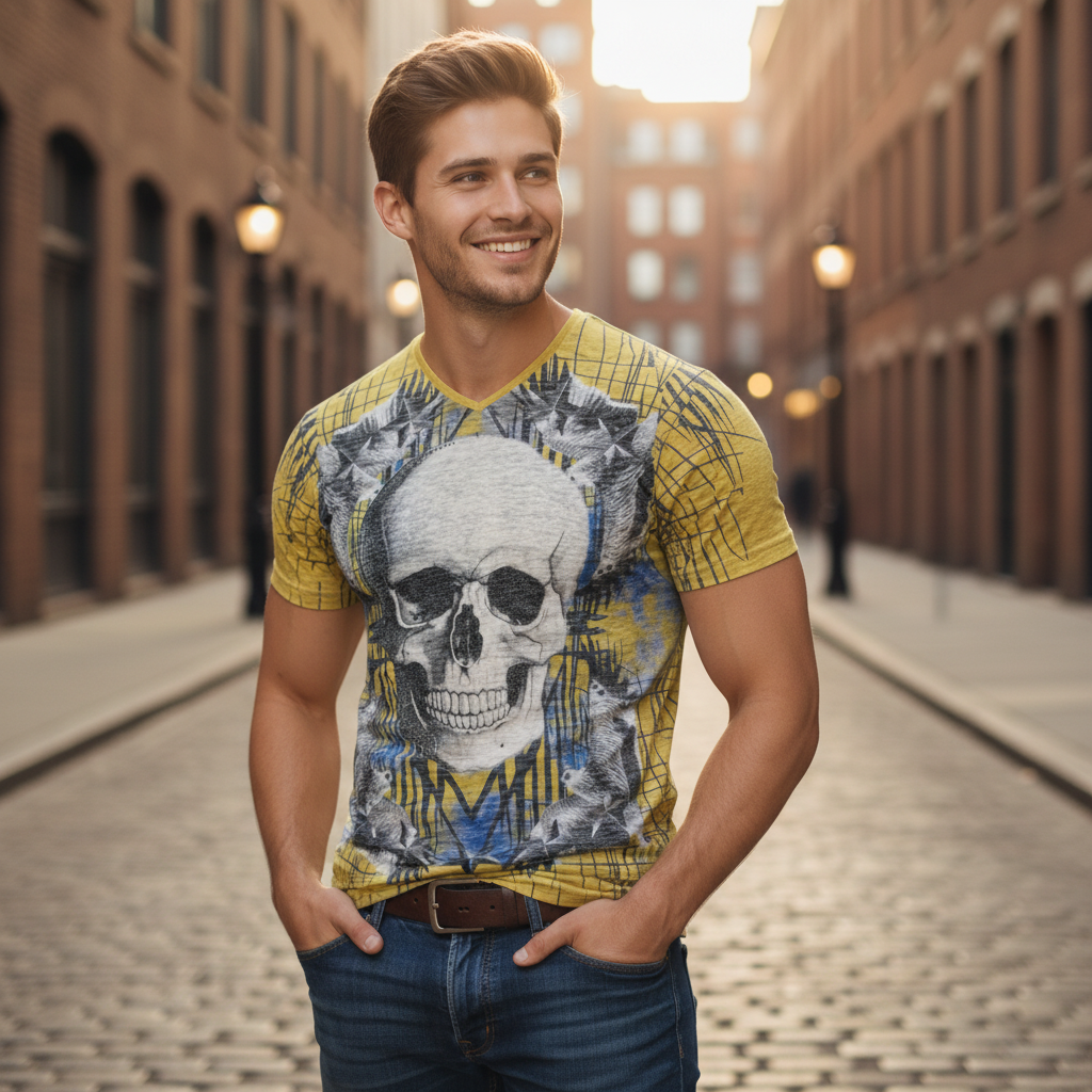 Mens Fashion T-Shirt – Super Soft Cotton, Designer Graphic Print, Trendy Style