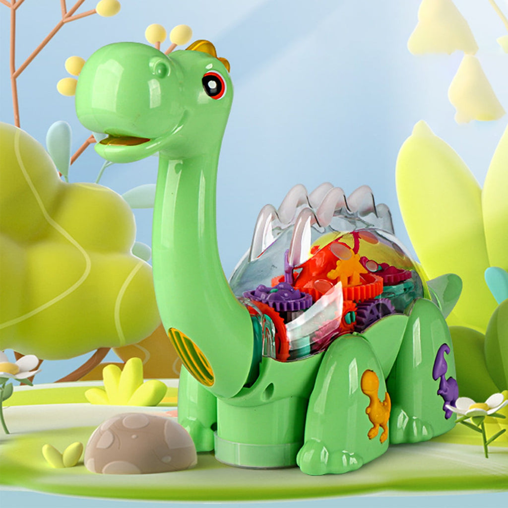 Gear Dinosaur Toy with Lights and Music, Bump & Go Action, Interactive Moving Gears Dinosaur for Kids, Fun Musical Toy Gift
