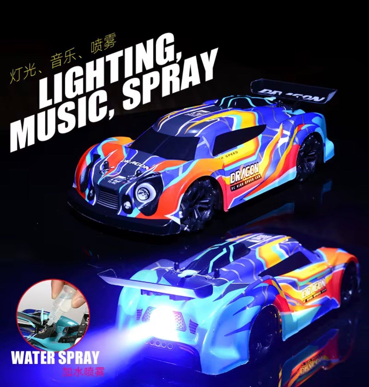 1:14 Scale High-Speed Drift & Stunt RC Car – Lights, Spray & Extreme Action!