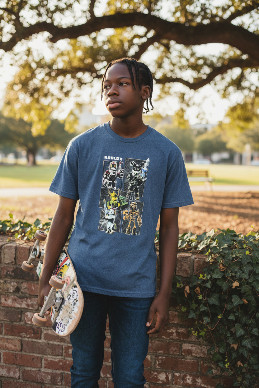 Roblox Style Kids & Teen T-Shirt – 100% Cotton Super Soft Graphic Tee
