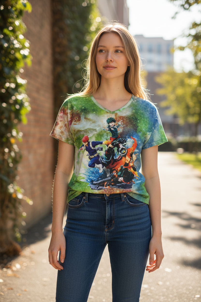 Hero Academy Style Graphic T-Shirt – Teen Girl Casual Tee