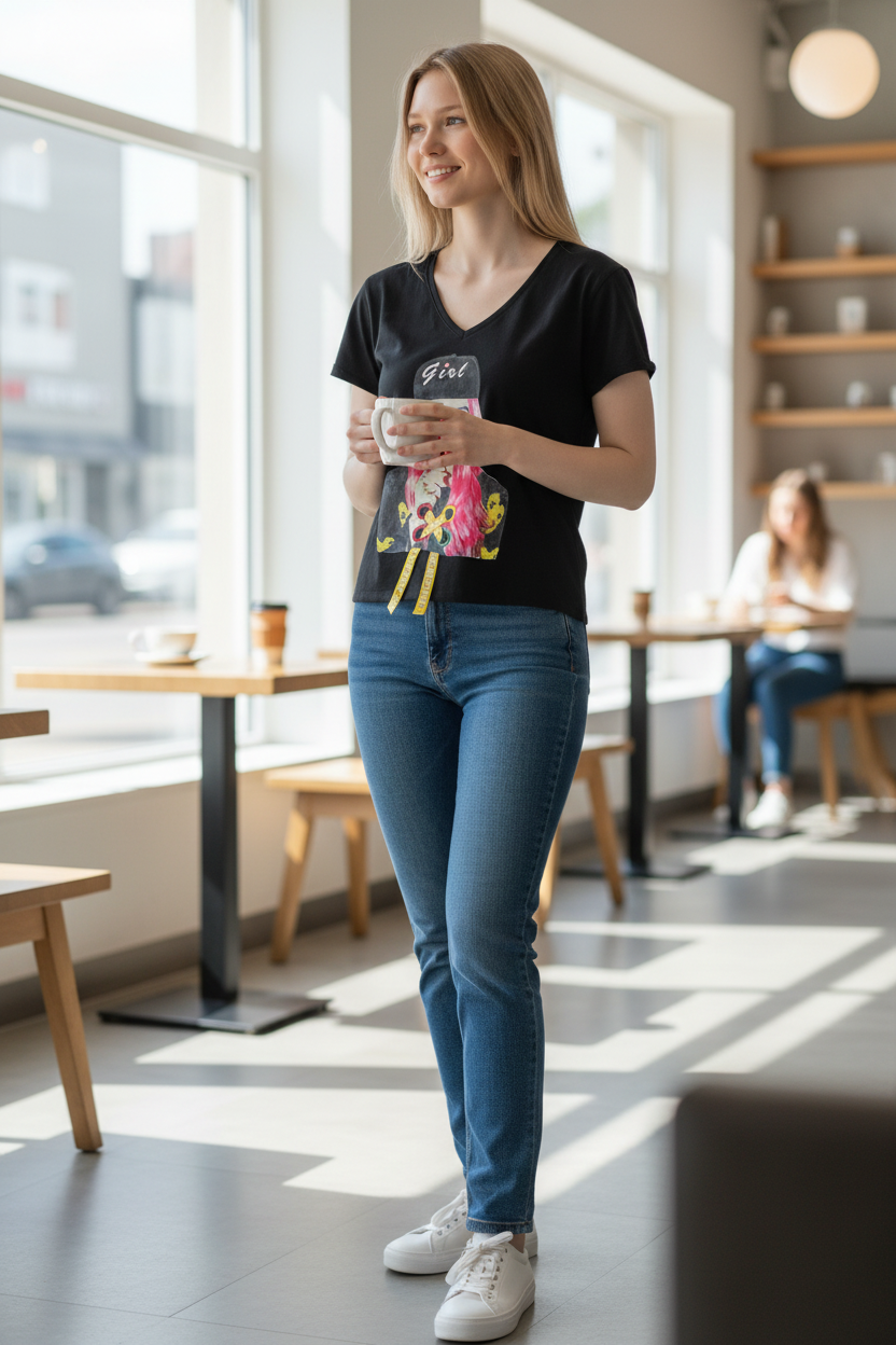 GIRL TEEN FASHION T-SHIRT COTTON FUN DESIGN