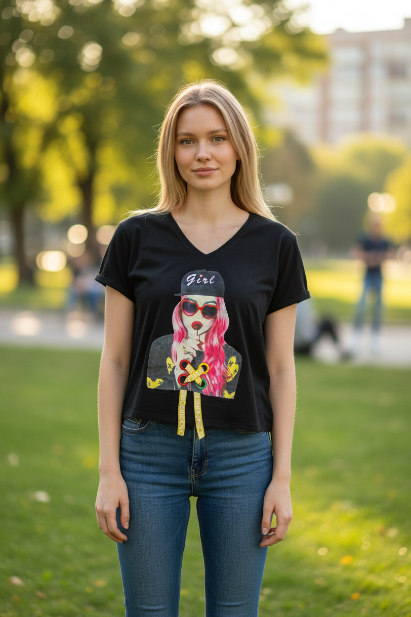 GIRL TEEN FASHION T-SHIRT COTTON FUN DESIGN