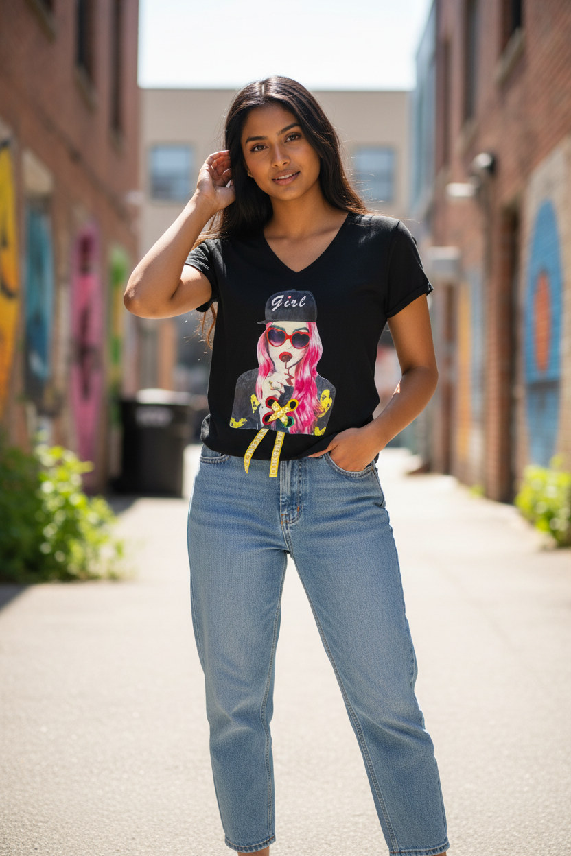 GIRL TEEN FASHION T-SHIRT COTTON FUN DESIGN