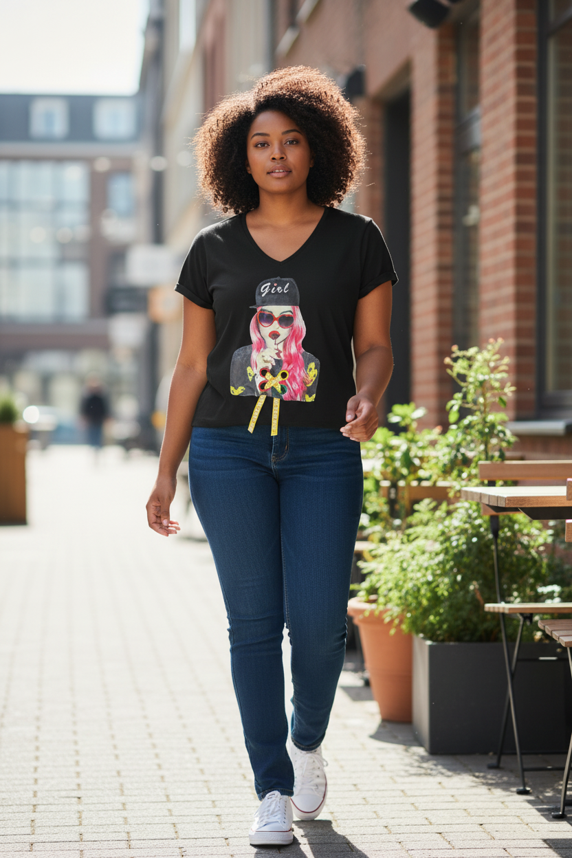 GIRL TEEN FASHION T-SHIRT COTTON FUN DESIGN