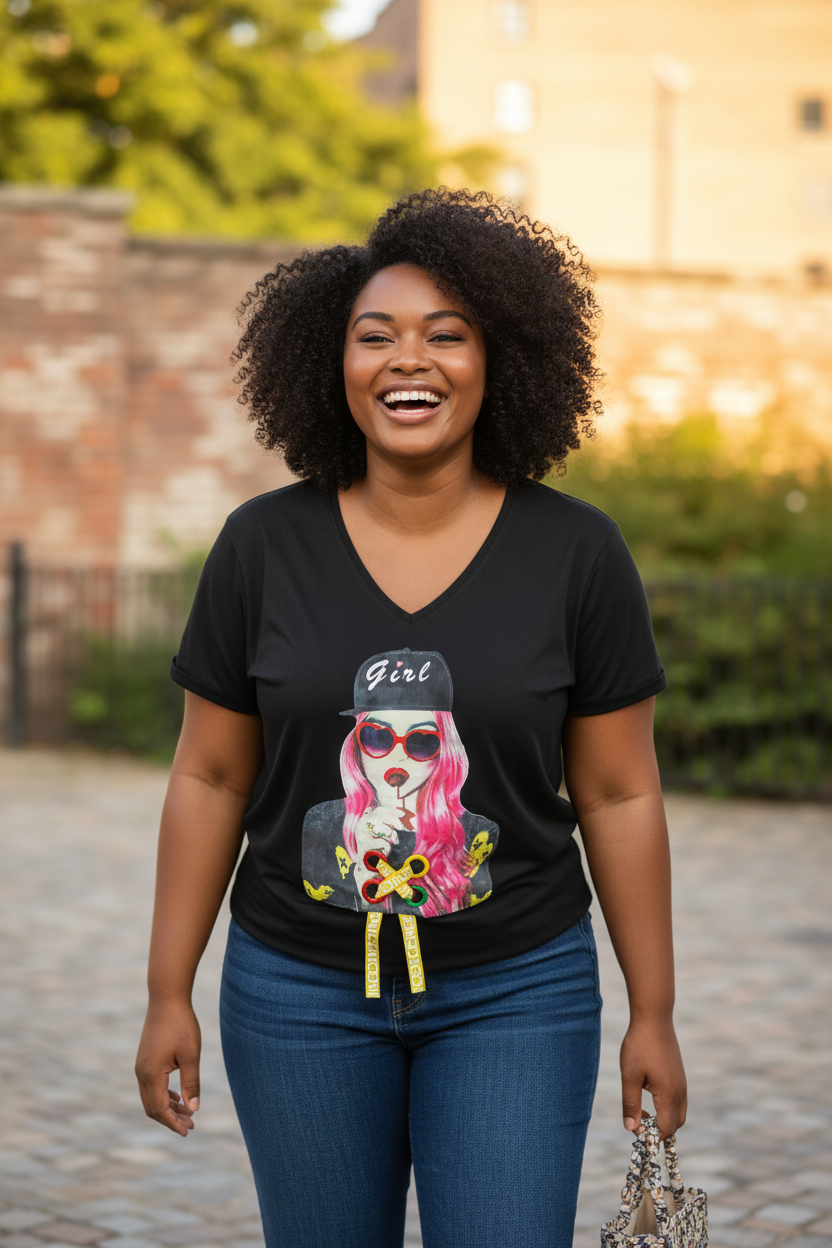 GIRL TEEN FASHION T-SHIRT COTTON FUN DESIGN