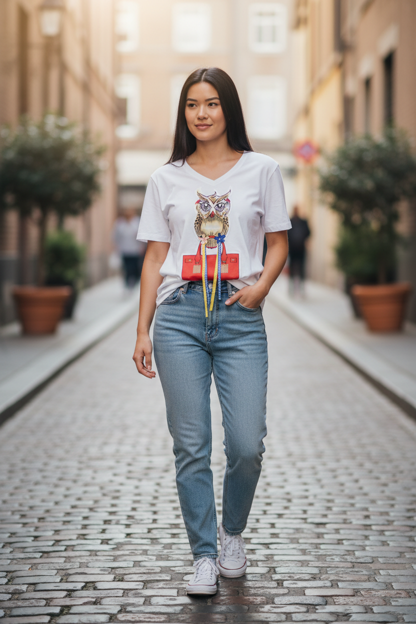 Girl Teen Fashion T-Shirt – Trendy Casual Short Sleeve Tee