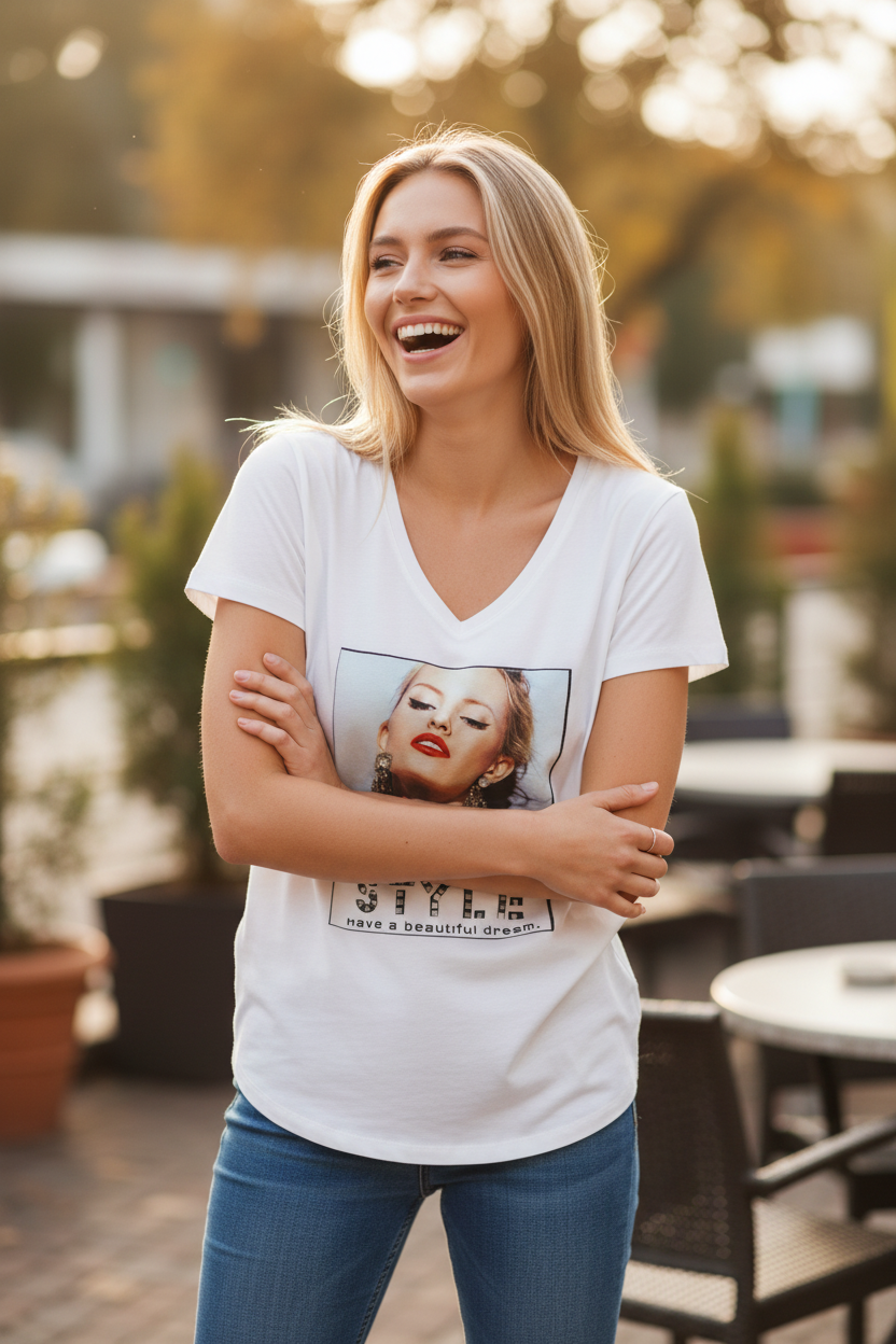 Girl Teen Fashion T-Shirt – Trendy Casual Short Sleeve Tee