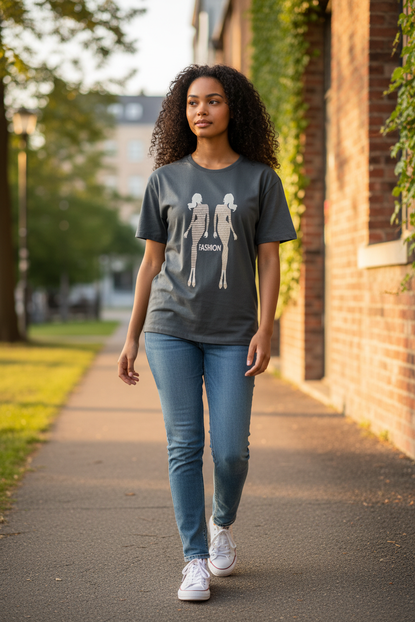 Girl Teen Fashion T-Shirt – Trendy Casual Short Sleeve Tee